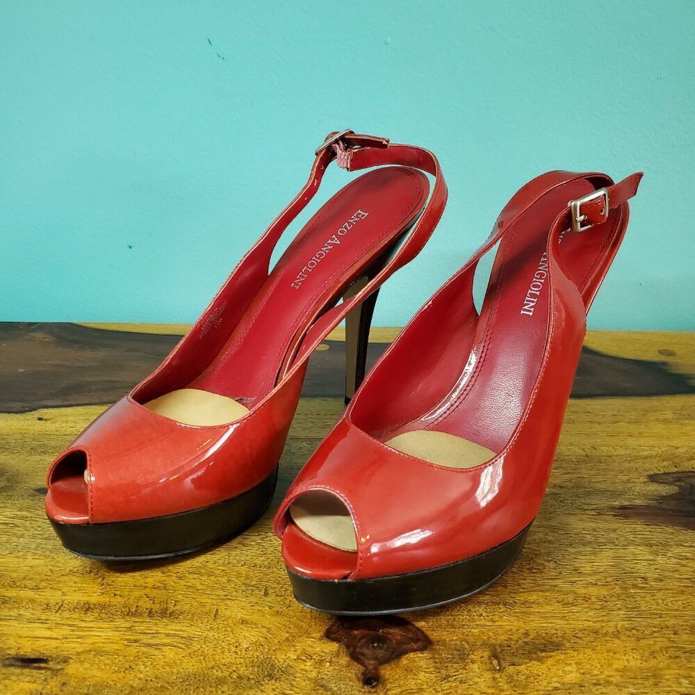 Enzo Angiolini Patent Leather Platform Heels Size 7.5